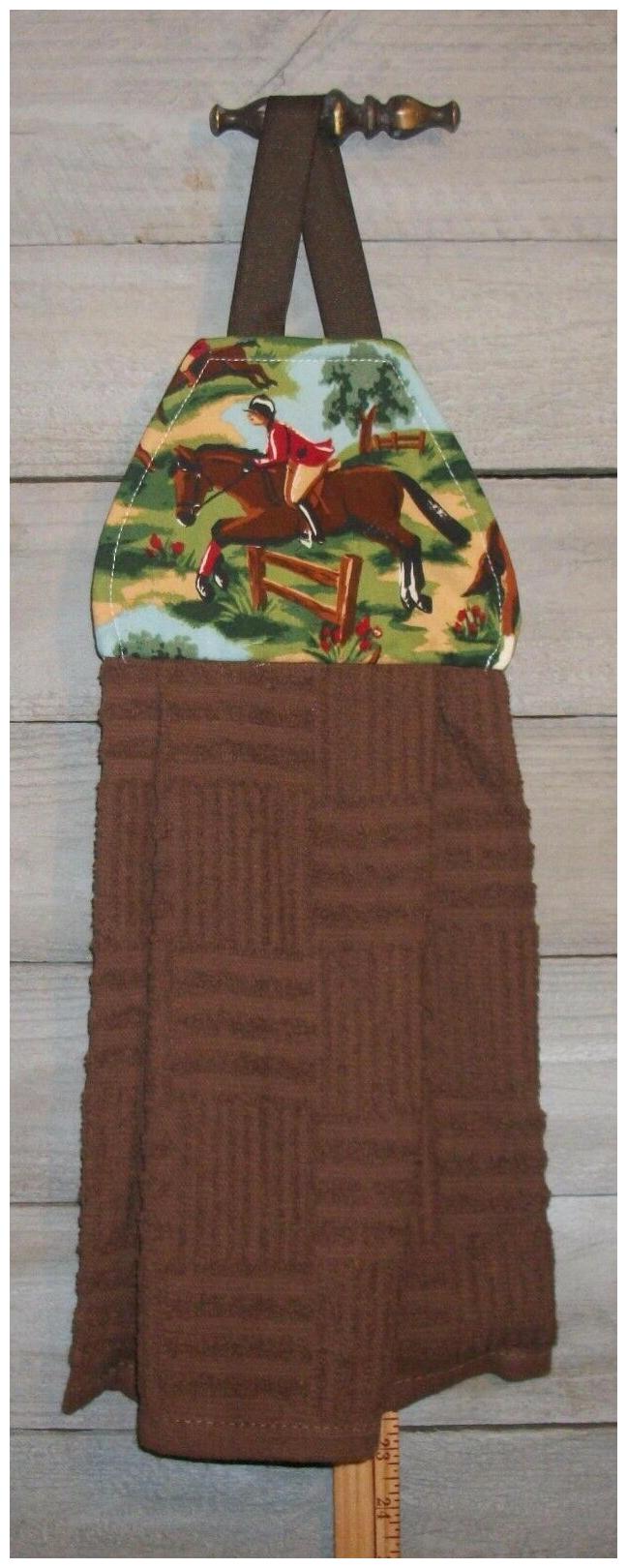 

Fox Hunt Horses Riders Red Jacket Fox Hounds Hanging Kitchen Hand Dishtowel