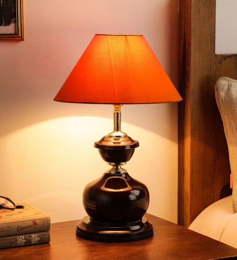 

Foziq Orange Table Lamp With Metal Base