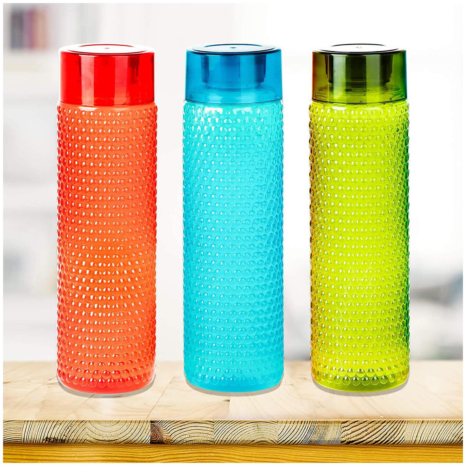 

Frekich Plastic Water Bottel Plastic Multi Water Bottle ( 1000 ml Set of 3 )
