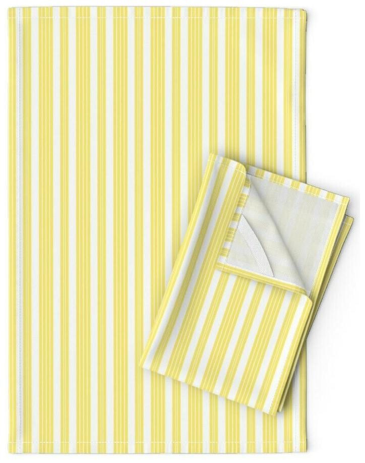 

French Ticking Stripe Pinstripe Linen Cotton Tea Towels by Roostery Set of 2