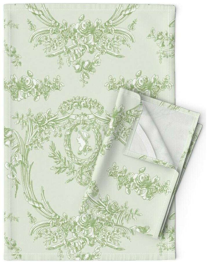 

French Vintage Rococo Shabby Chic Linen Cotton Tea Towels by Roostery Set of 2