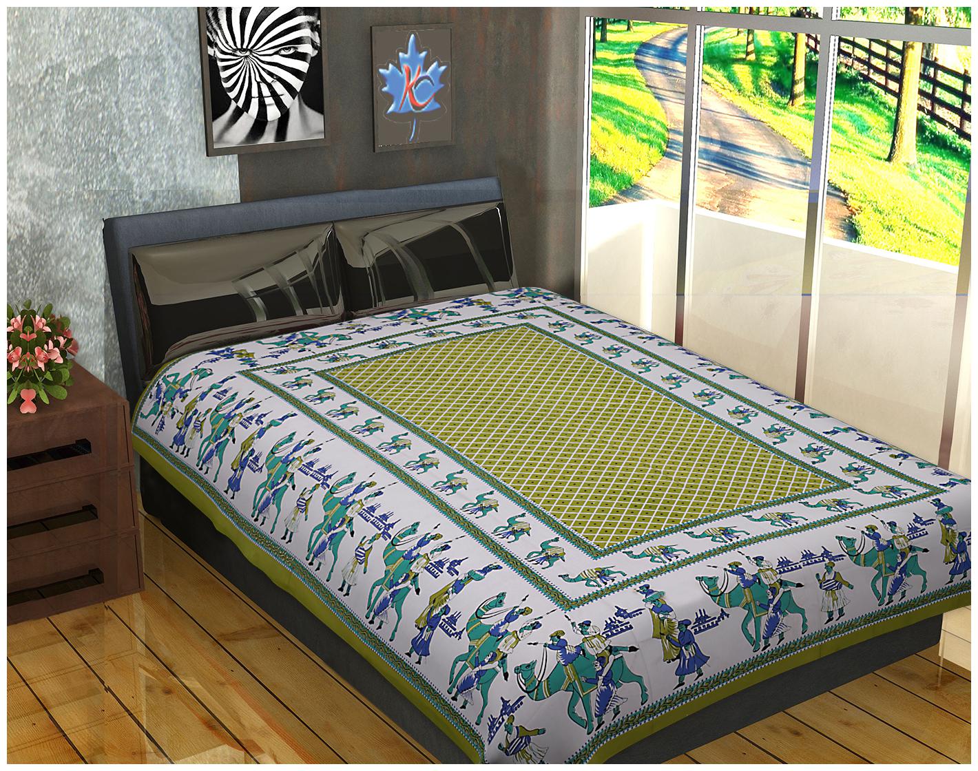 

FrionKandy Cotton Printed Single Size Bedsheet ( 1 Bedsheet Without Pillow Covers Green )