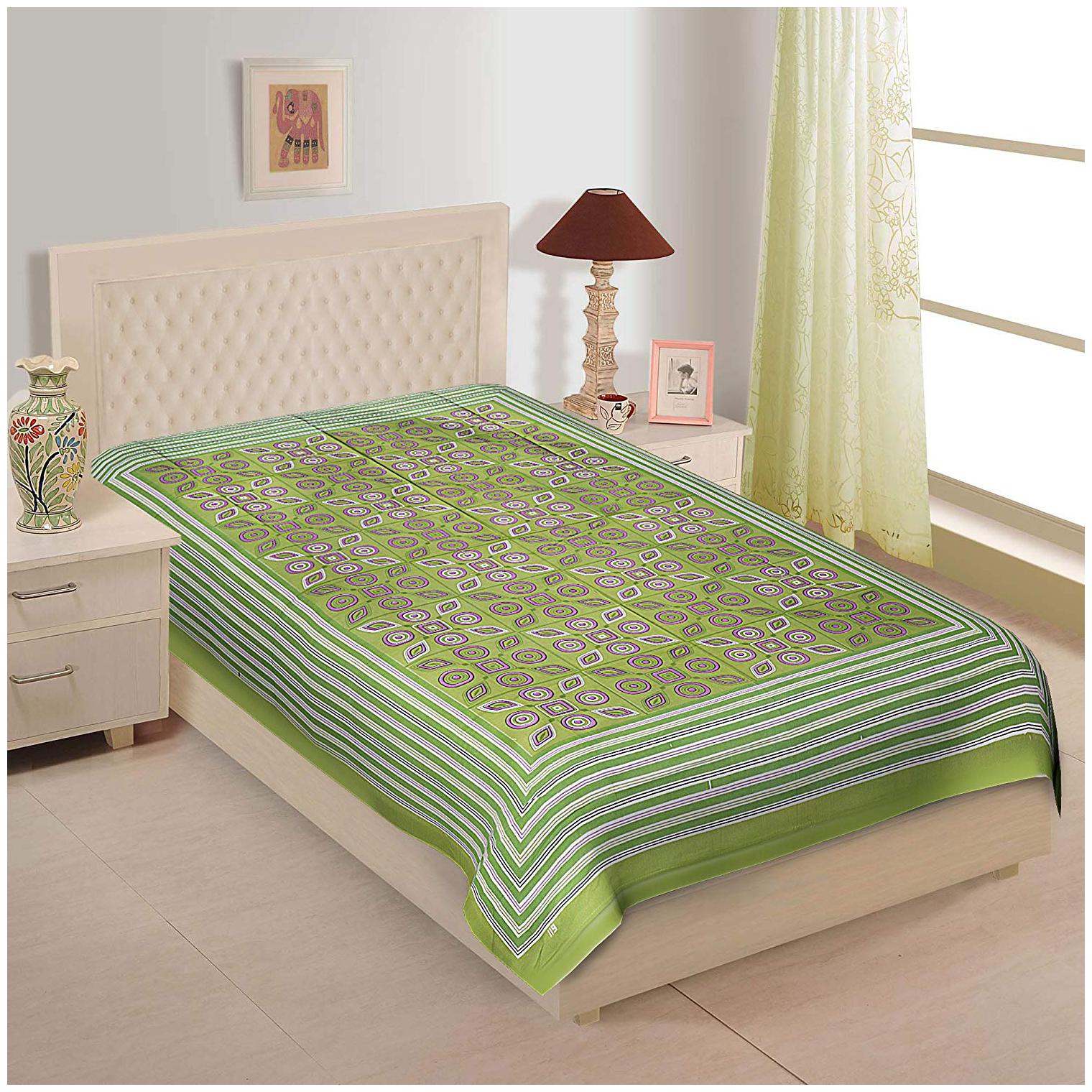 

FrionKandy Cotton Printed Single Size Bedsheet ( 1 Bedsheet Without Pillow Covers Green )