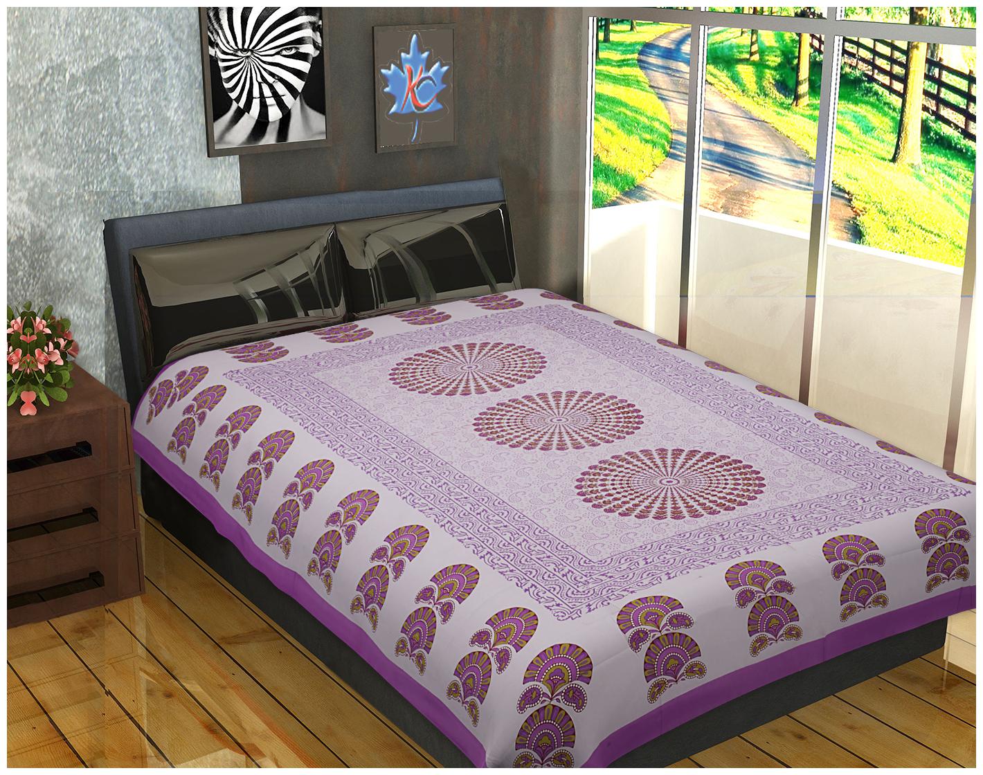 

FrionKandy Cotton Printed Single Size Bedsheet ( 1 Bedsheet Without Pillow Covers Purple )
