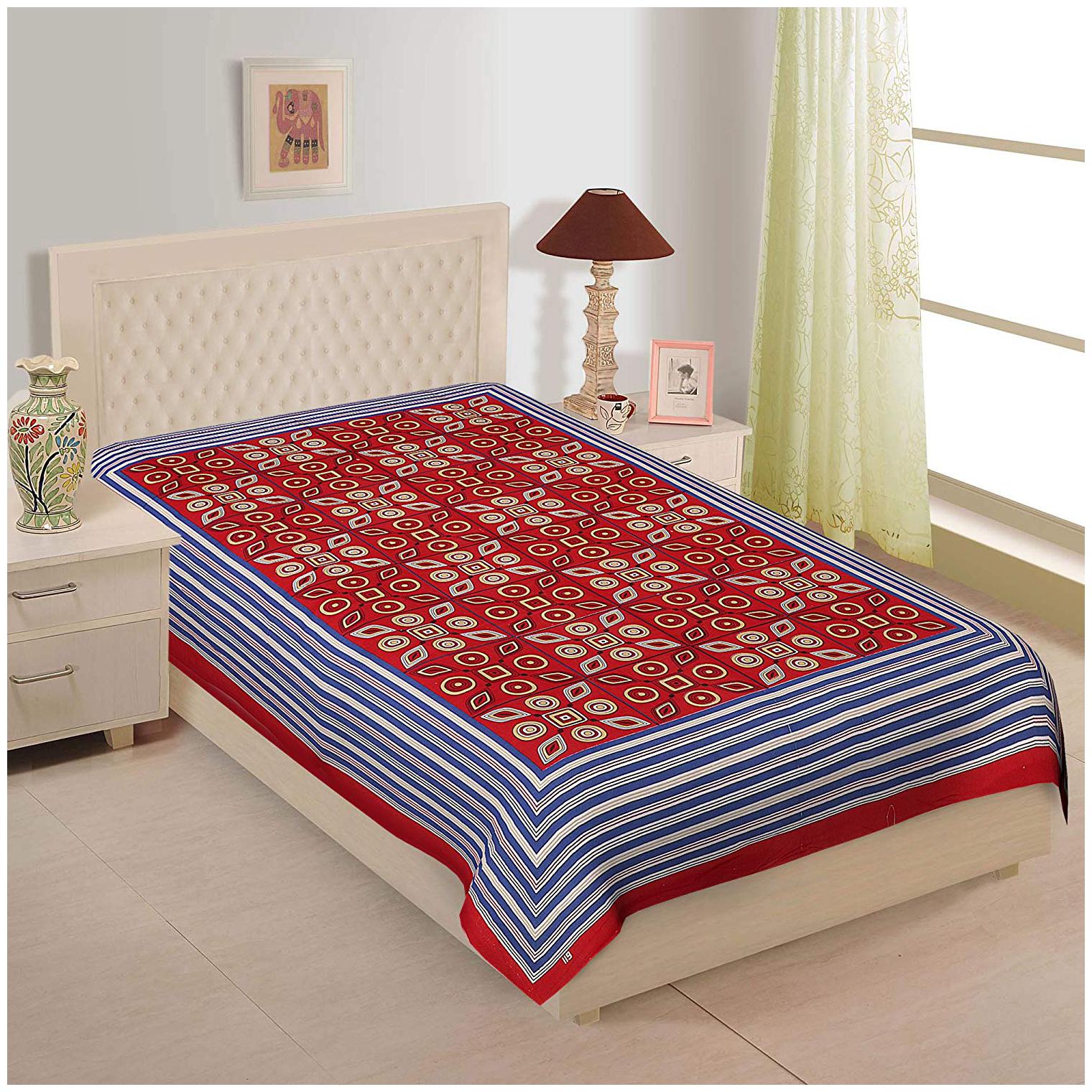 

FrionKandy Cotton Printed Single Size Bedsheet ( 1 Bedsheet Without Pillow Covers Red )