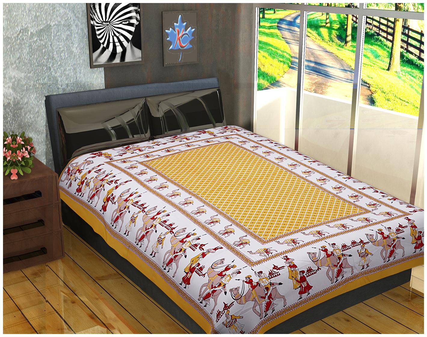 

FrionKandy Cotton Printed Single Size Bedsheet ( 1 Bedsheet Without Pillow Covers Yellow )