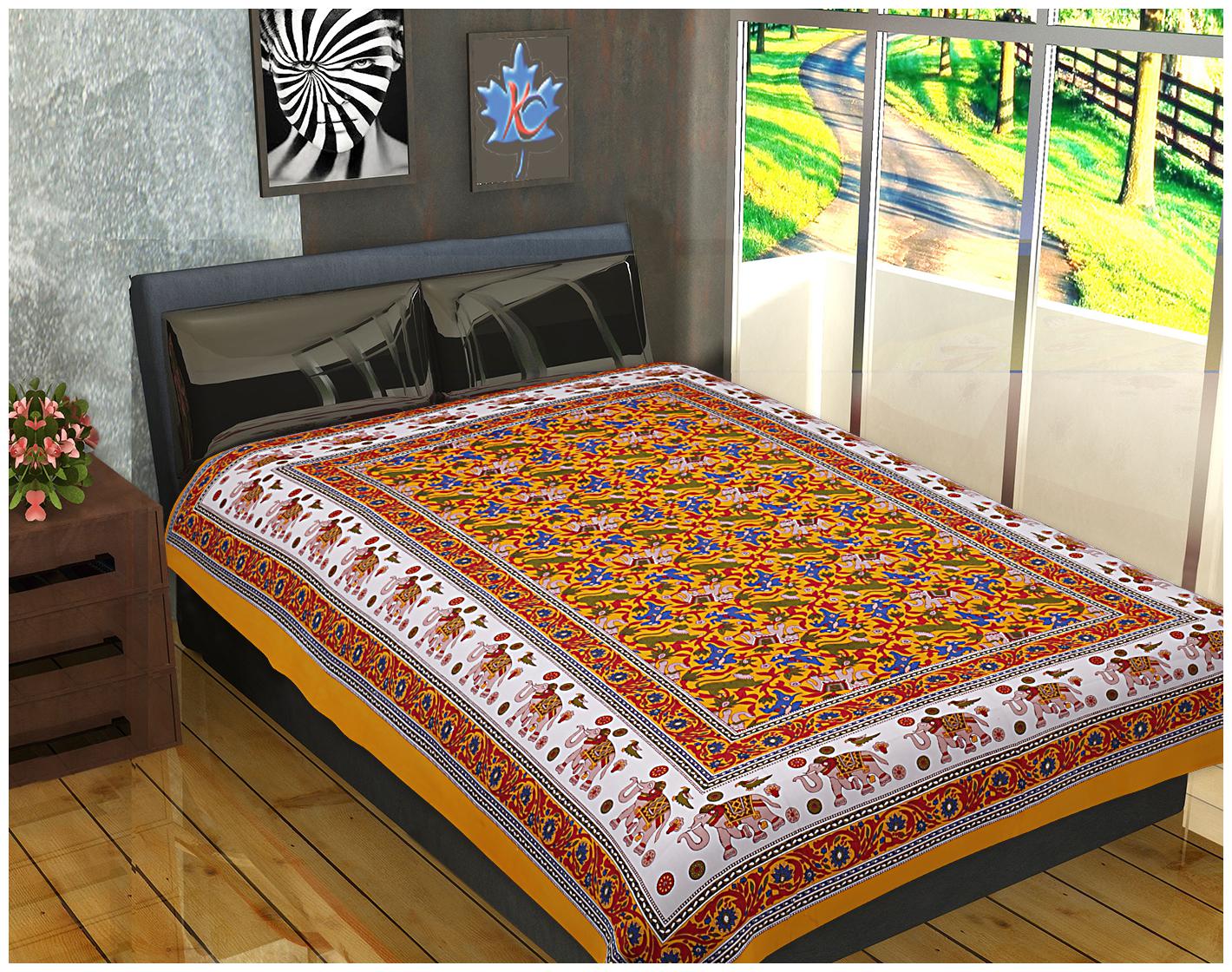 

FrionKandy Cotton Printed Single Size Bedsheet ( 1 Bedsheet Without Pillow Covers Multi )