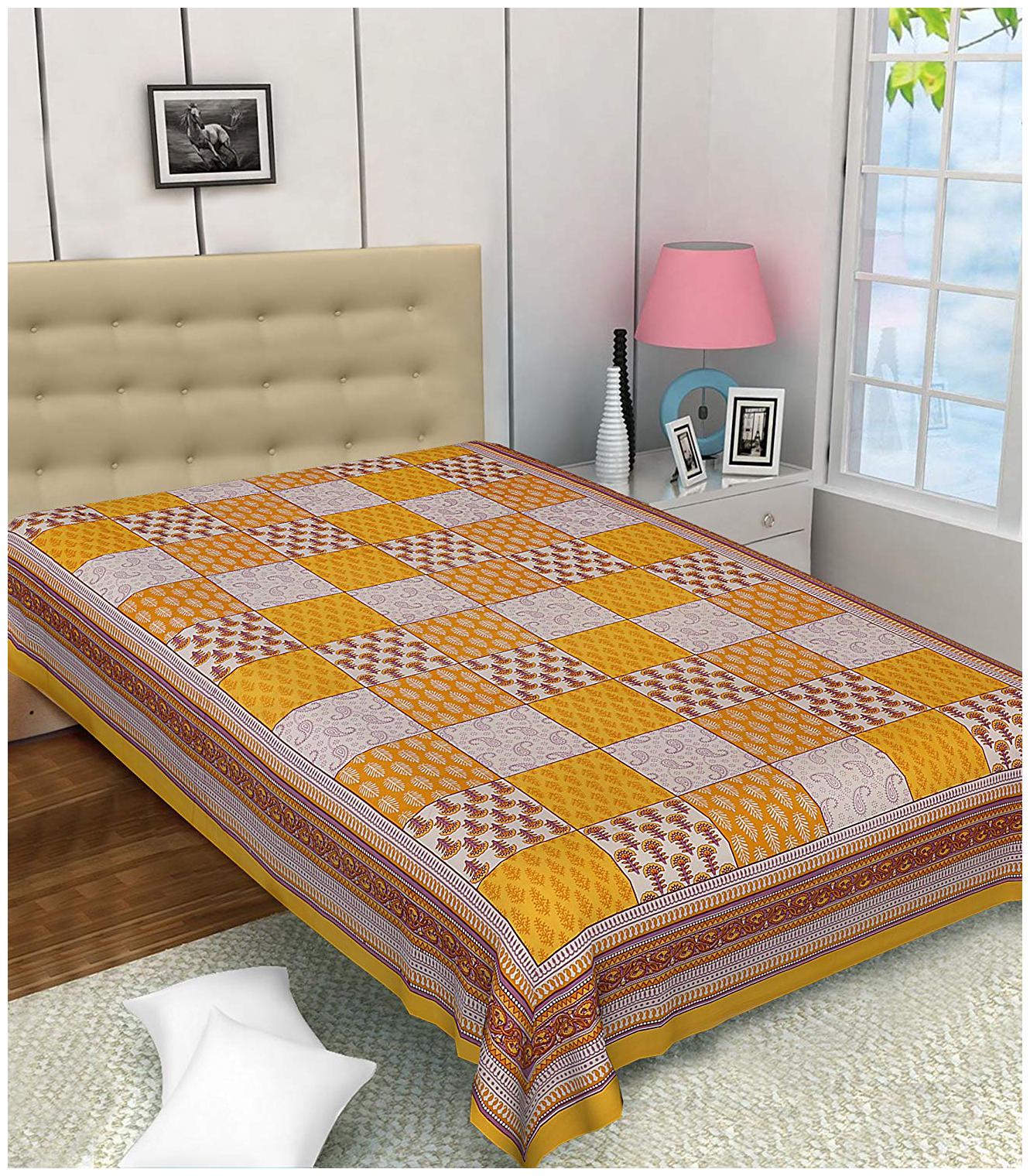 

FrionKandy Cotton Checkered Single Size Bedsheet ( 1 Bedsheet Without Pillow Covers Yellow )