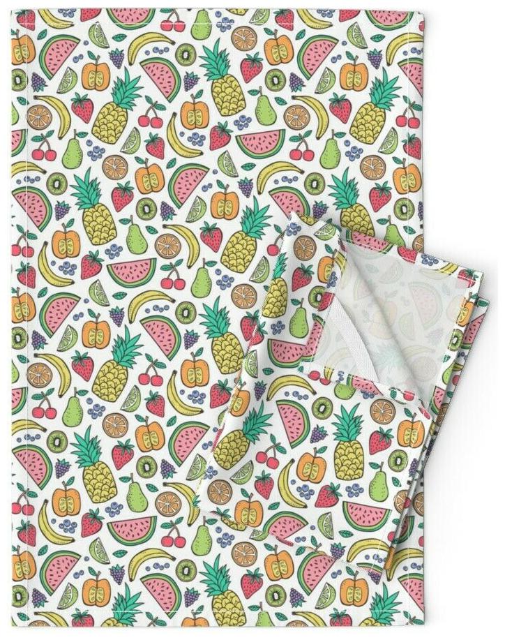 

Fruit Fruits Summer Pineapple Linen Cotton Tea Towels by Roostery Set of 2