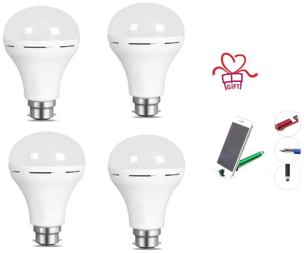 

G Gapfill 9W High Quality Ac Dc Rechargeable Emergency Inverter LED Bulb ( Pack Of 4) With Free 3 In 1 Pen Mobile Stand