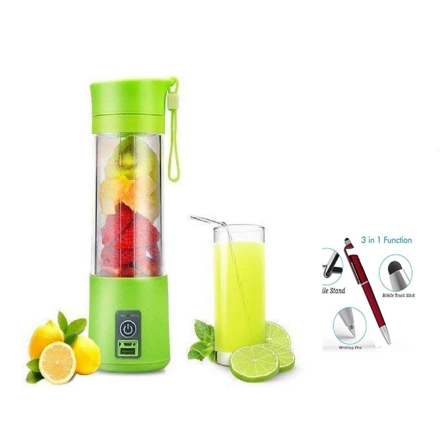 

G GAPFILL Rechargeable Portable Electric Mini USB Juicer Bottle Blender for Making Juice Maker Machine WITH FREE 3 IN 1 PEN STAND