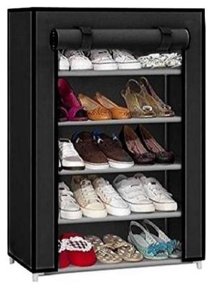 

G-Kamp Japan Multipurpose Portable Folding Shoe Racks For Home Organizers With Water-Resistant Metal Collapsible Shoe Stand (Black 5 Shelf)