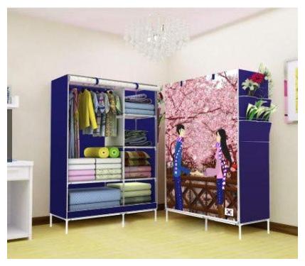 

G-KAMP JAPAN Multi-Purpose Clothes Storage Wardrobe with Portable Shelves Printed Design Multi-Purpose Space Organizer for Bedroom