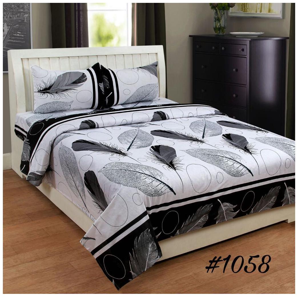 

G5S Trendz Poly Cotton Printed Double Size Bedsheet 200 TC ( 1 Bedsheet With 2 Pillow Covers White Grey )