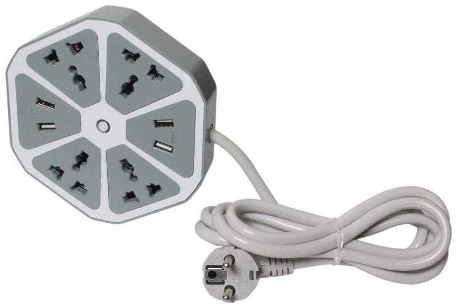 

Gabbar Three Pin Grey Extension Board ( 2 m 4 Socket 4 Switches)