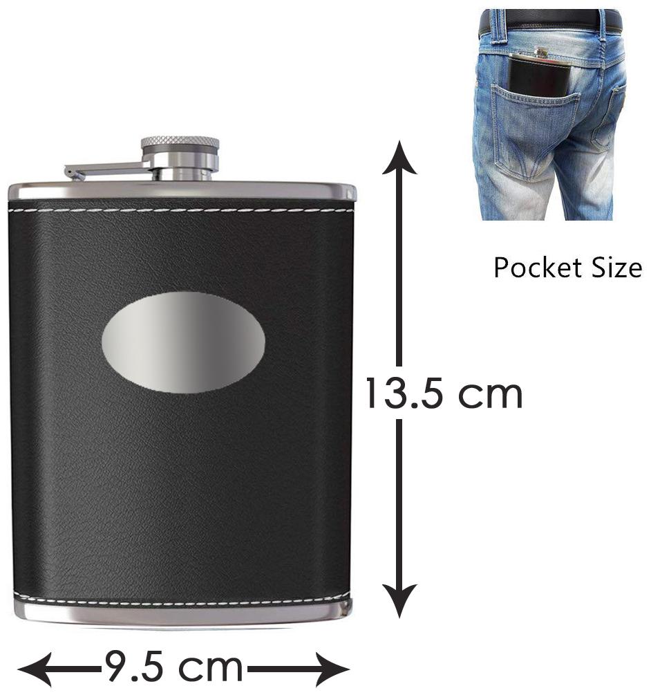 

Gabbar Alcoholic Drink Storage Leather Coated 236 ml Stainless Steel Hip Flask