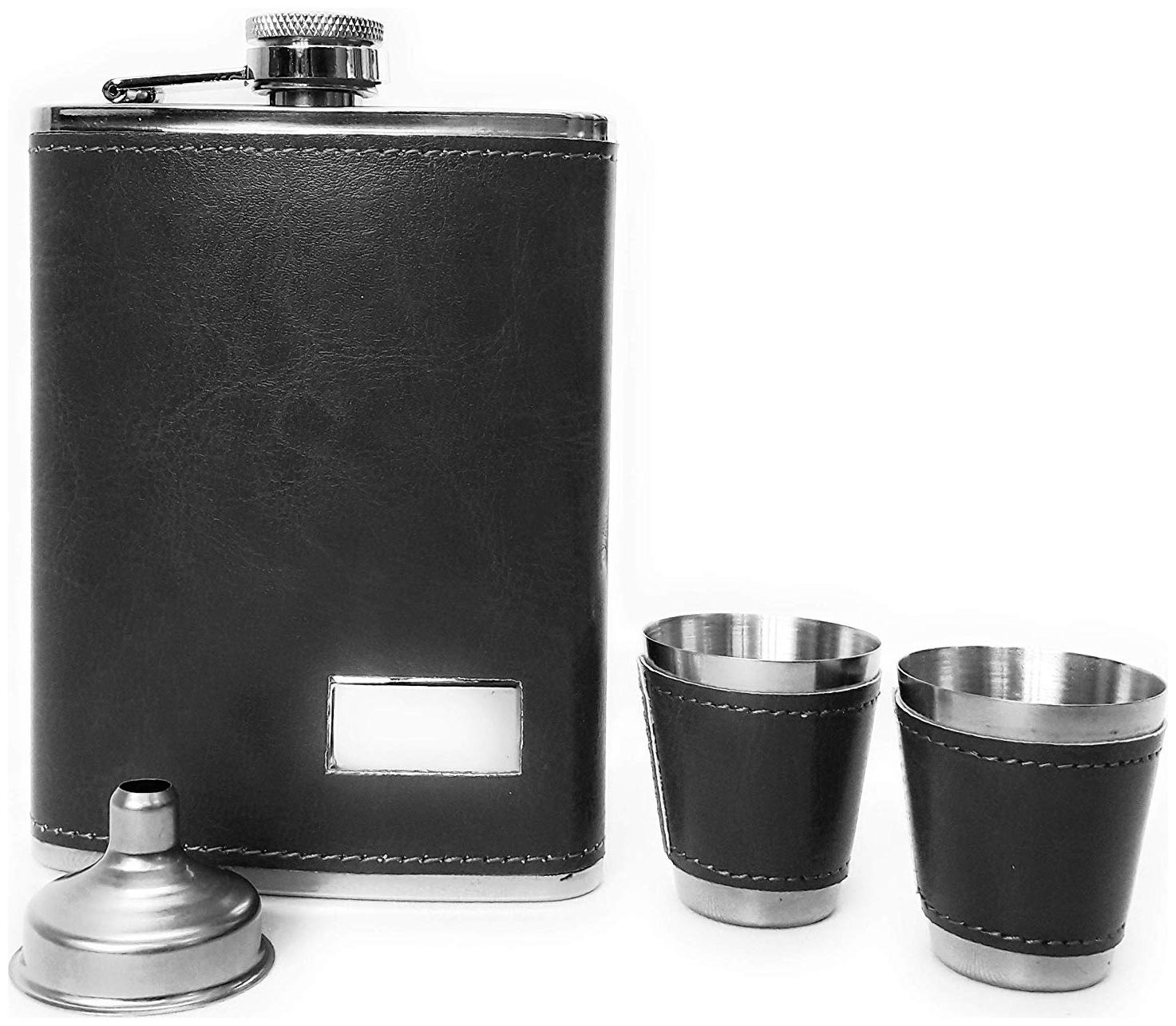 

Gabbar Leather Coated Flask Shots Glass and Funnel Steel Hip Flask