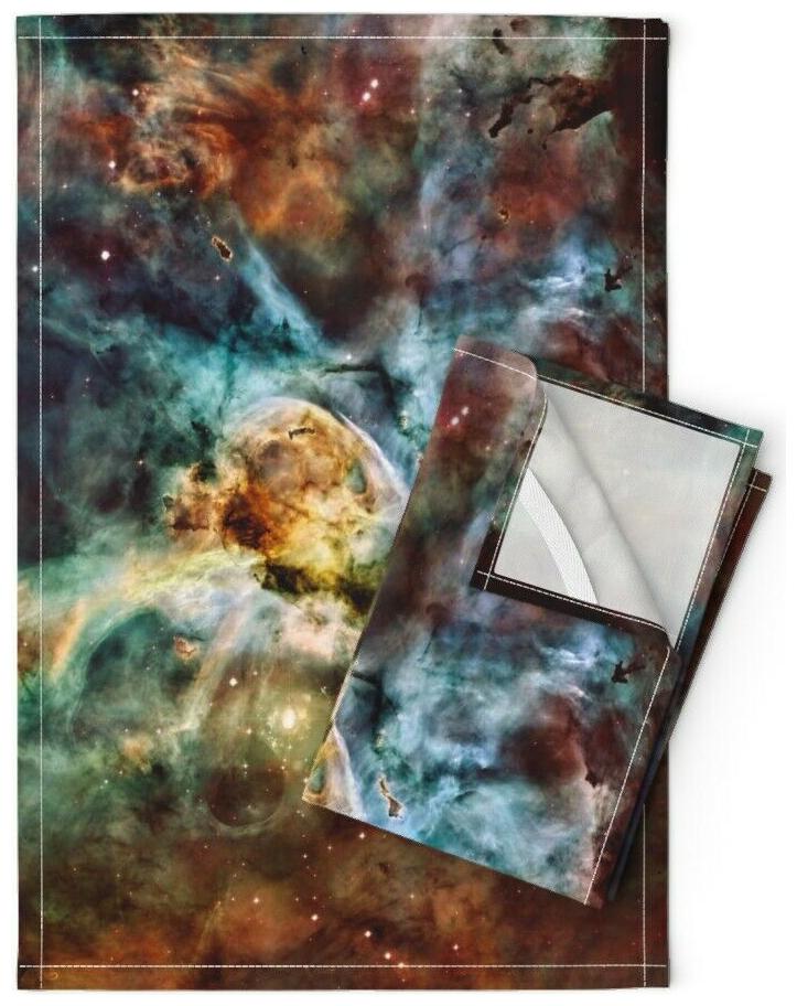 

Galactic Flowers Galaxy Space Linen Cotton Tea Towels by Roostery Set of 2