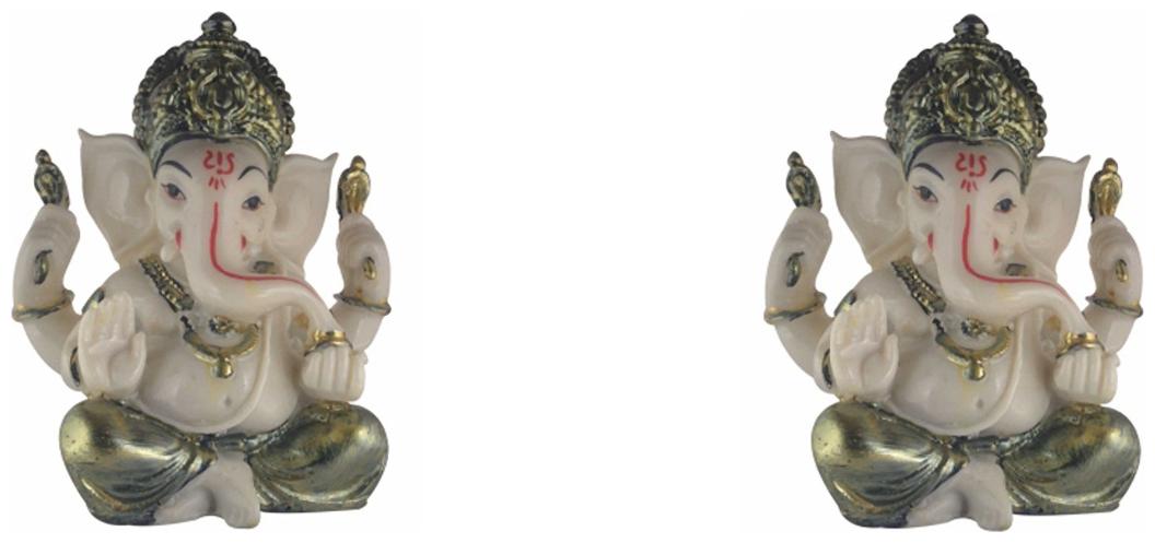 

Galaxy World Textured Marble Ganesha Idol - Pack of 2
