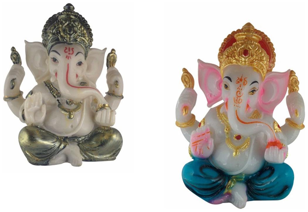

Galaxy World Textured Marble Lord Ganesha Idol - Pack of 2