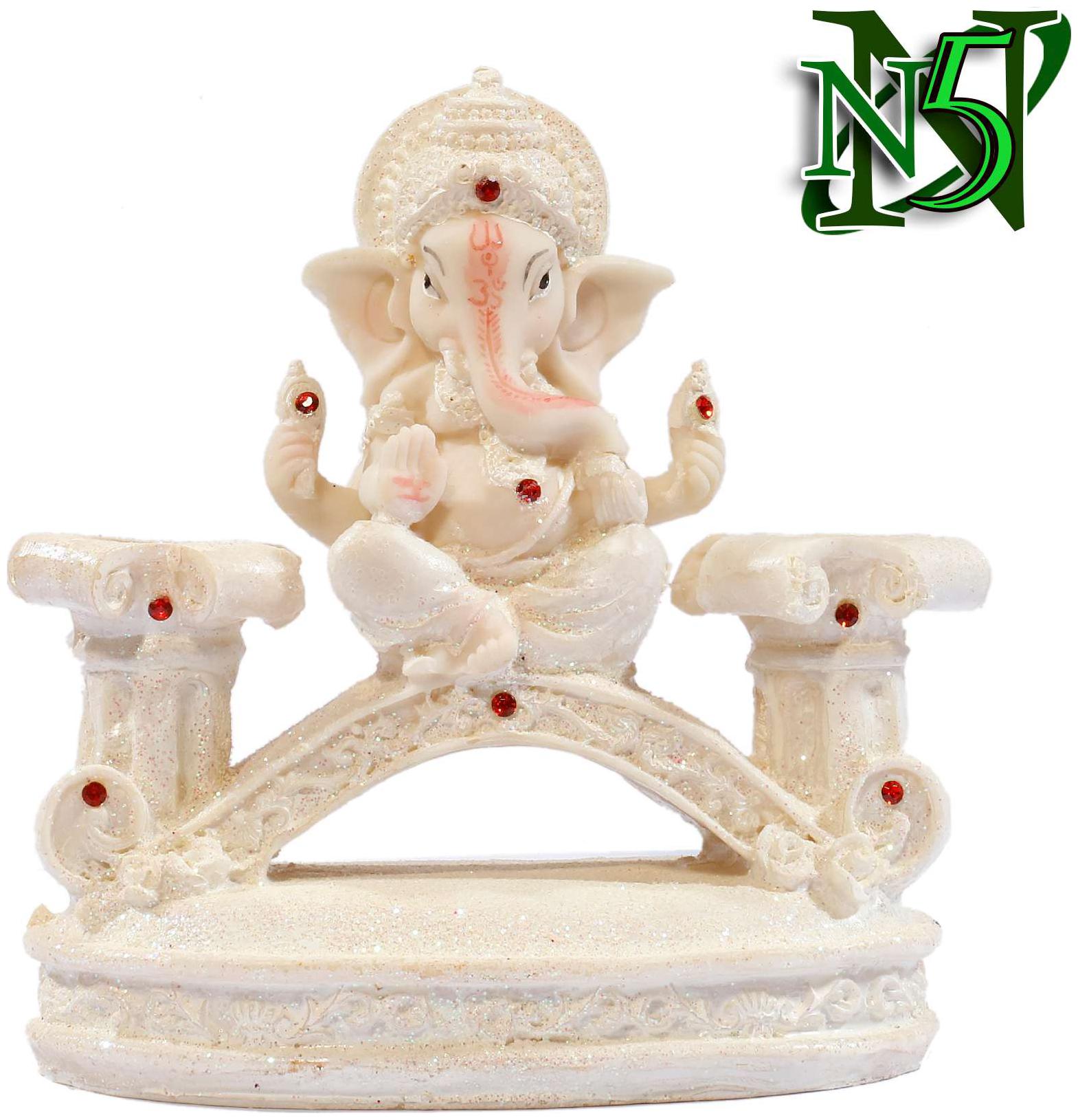 

Ganpati Ganesha With Sprayed Sparkles Decorative Spiritual Religious Murti For Mandir Home Temple