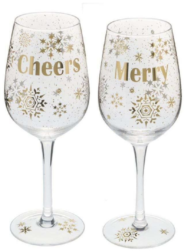 

Ganz H8 Christmas Holiday 16oz Wine Glass 2pc Set - Snowflake Radiance EX20004