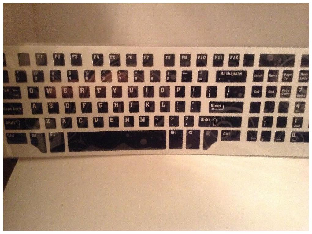 

GANZ KEYBOARD STICKER ART FUN DECORATIVE REMOVABLE NEW UNOPENED -BLACK GRAY AB