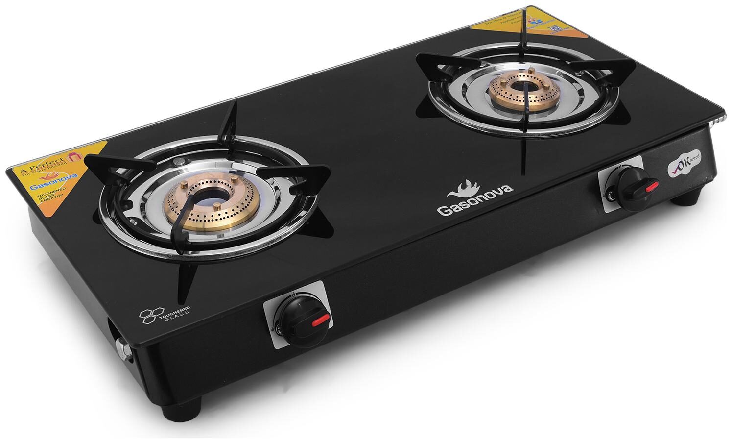 

Gasonova GS-2B-BRIO 2 Burner Regular Black Gas Stove ISI Certified