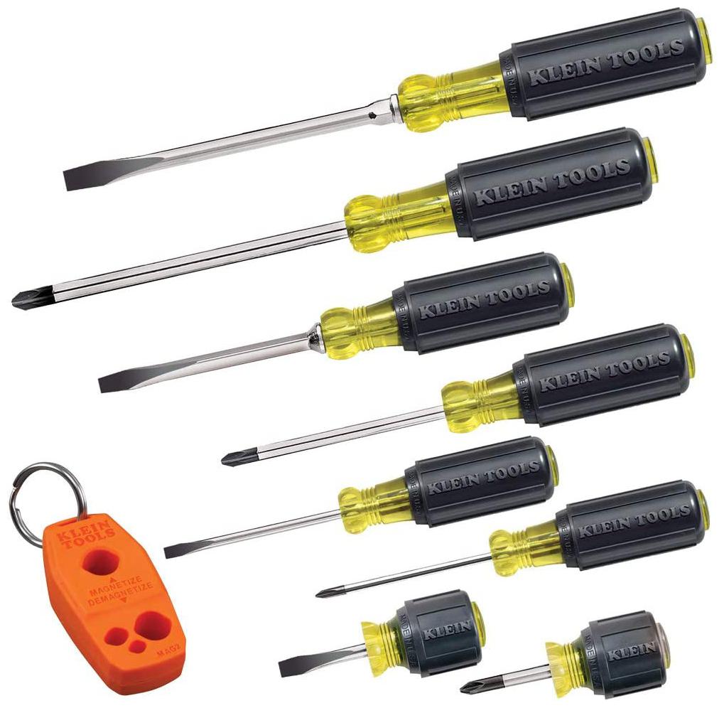 

General Purpose Screwdriver 8-Pc Hand Tool Set Cushion-Grip Handle W Magnetizer