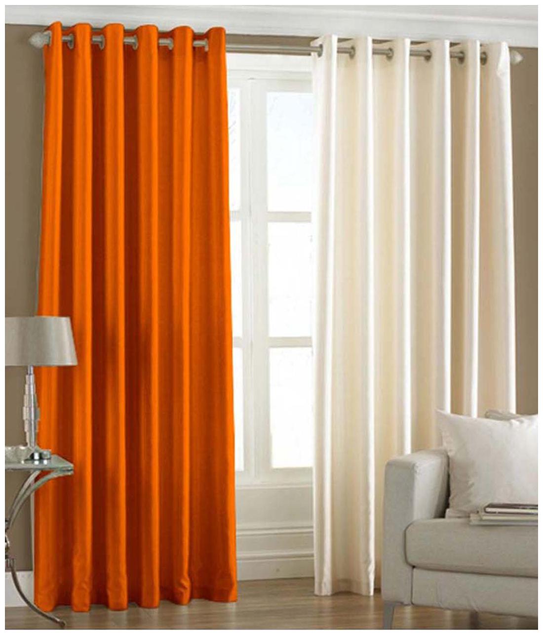 

Geo Nature Polyester Red And Cream Door Curtains (4x7 ft) -Set Of 2