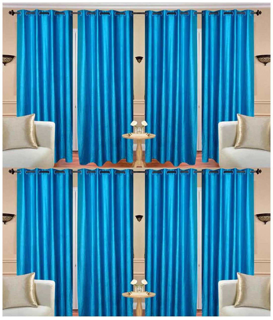 

Geo Nature Polyester Blue Door Curtains (4x7 ft) -Set Of 8
