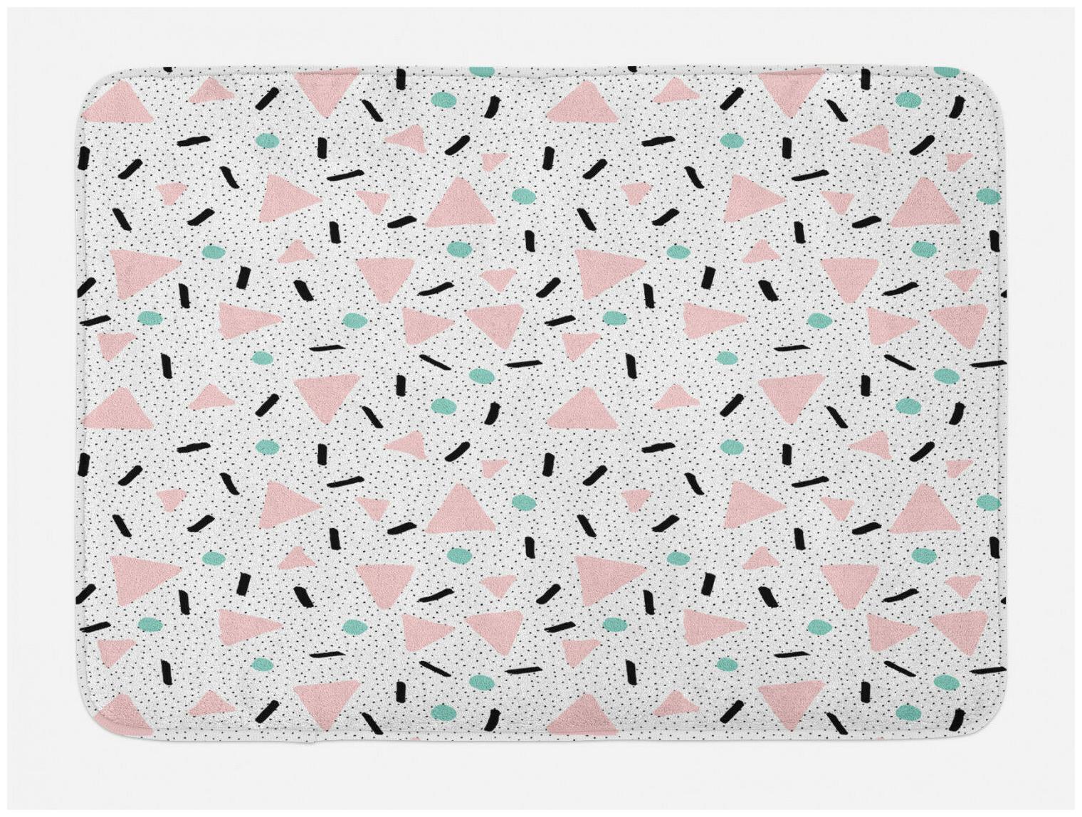 

Geometric Bath Mat Retro Triangles Dots Non-Slip Plush Mat 29 5 X 17 5 Inches
