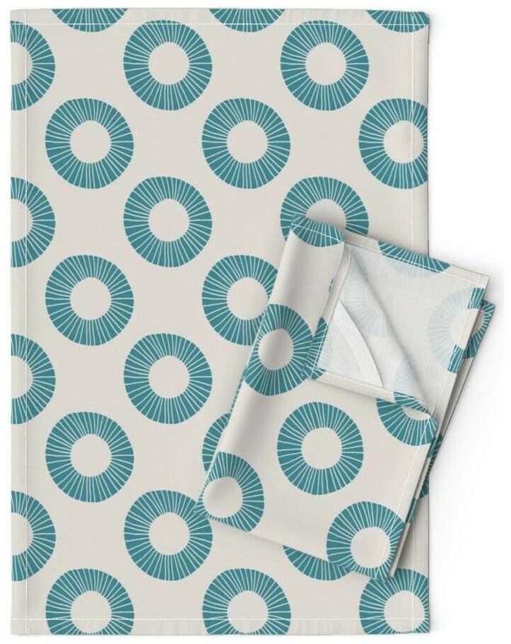 

Geometric Rings Abstract Blue Linen Cotton Tea Towels by Roostery Set of 2