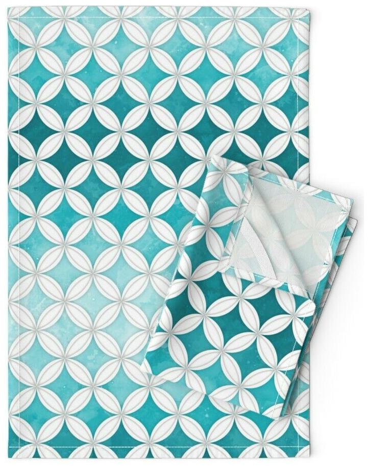 

Geometric Tessellation Diamonds Linen Cotton Tea Towels by Roostery Set of 2