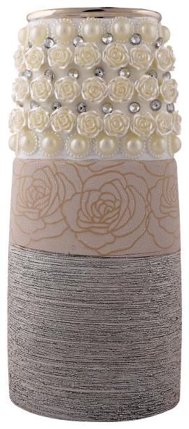 

Giftadia Ceramic Decorative Flower Vase With Pearls Crystals Work - MM4204