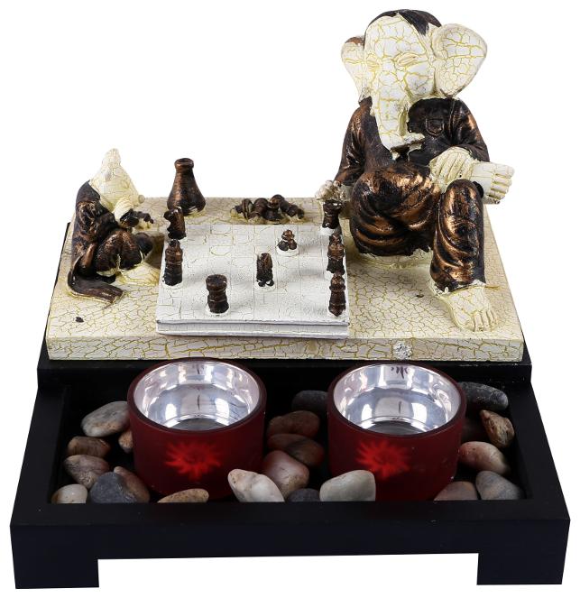 

Giftadia Multicolor Polyresin Lord Ganesh Tealight Candle Holder - 8171