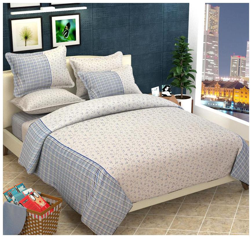

Gifty Cotton Floral King Size Bedsheet 104 TC ( 1 Bedsheet With 2 Pillow Covers Blue White )