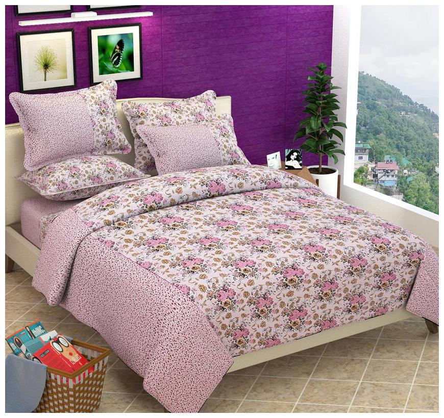 

Gifty Cotton Floral King Size Bedsheet 104 TC ( 1 Bedsheet With 2 Pillow Covers Pink )