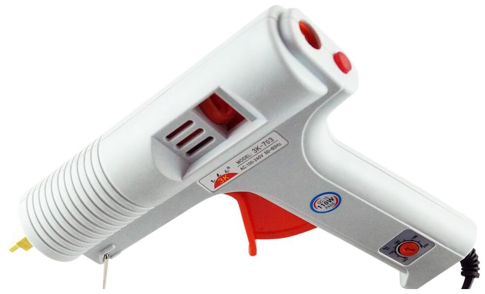 

Gilhot Glun Siron White 150 Watt Professional Temperature Control Copper Nozzle Hot Melt Glue Gun With On Off Switch and Indicator with 5 free sticks