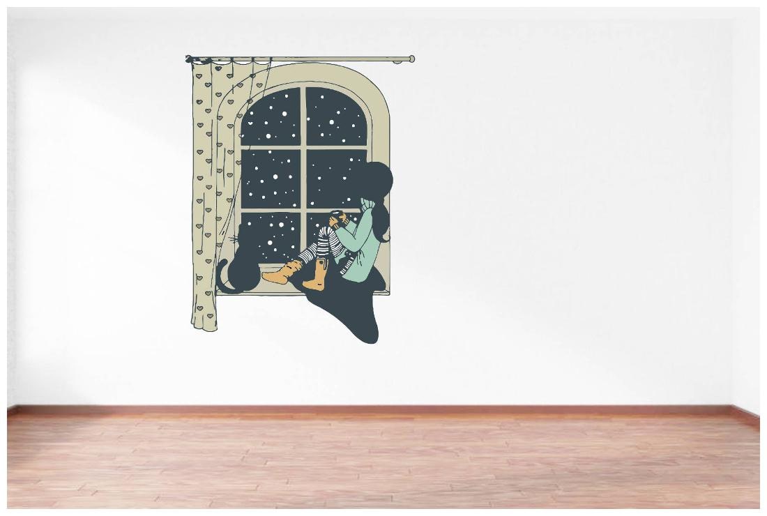 

Rawpockets Wall Stickers Girl and Cat on a False Window