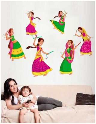 Buy Rawpockets Wall Stickers Girls Playing Dandiya Wall Decal