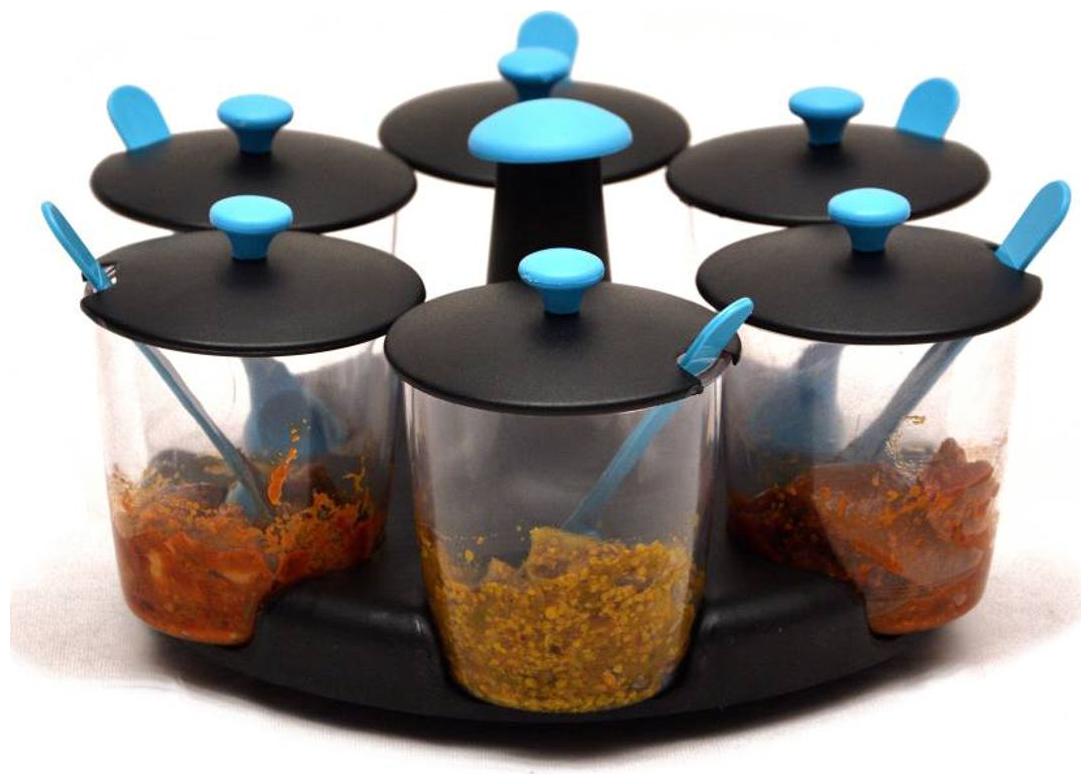 

Gking Latest Design Multipurpose Plastic Spice or Storage Jar Set 6 pcs with Spoon 1500 ML