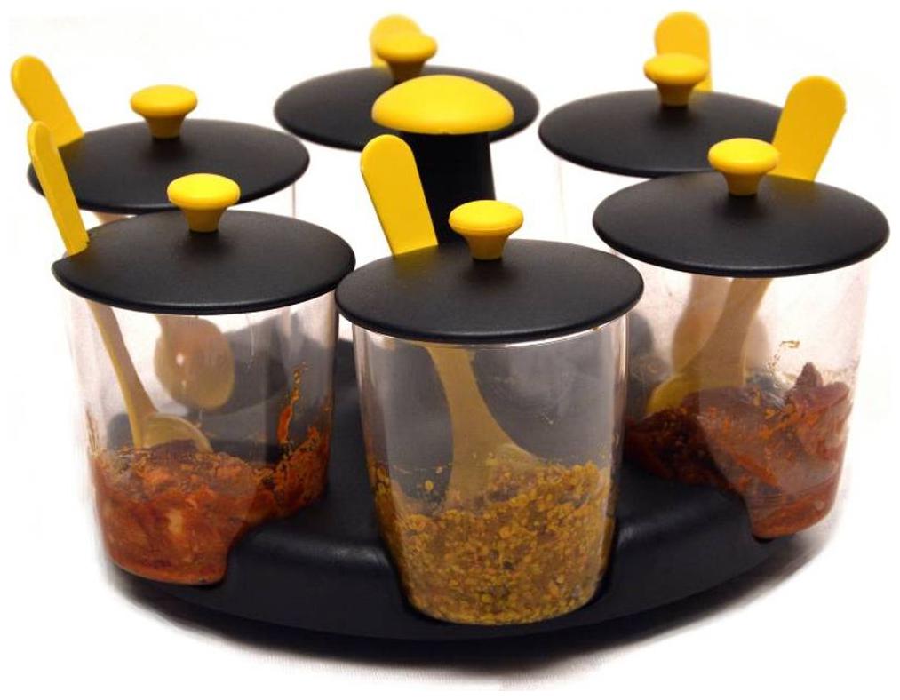 

Gking Latest Design Multipurpose Plastic Spice or Storage Jar Set 6 pcs with Spoon
