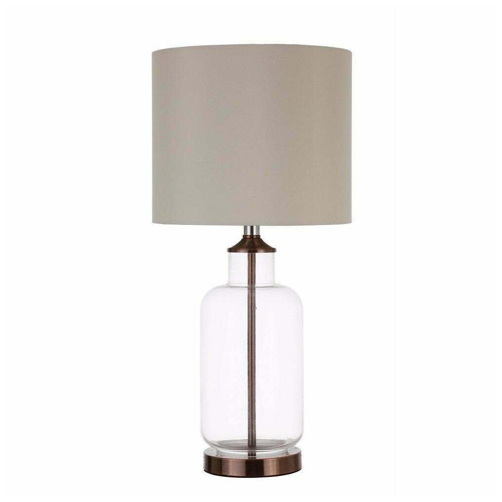 

Glass Jar Shaped Metal Table Lamp Bronze And Clear bronze and clear