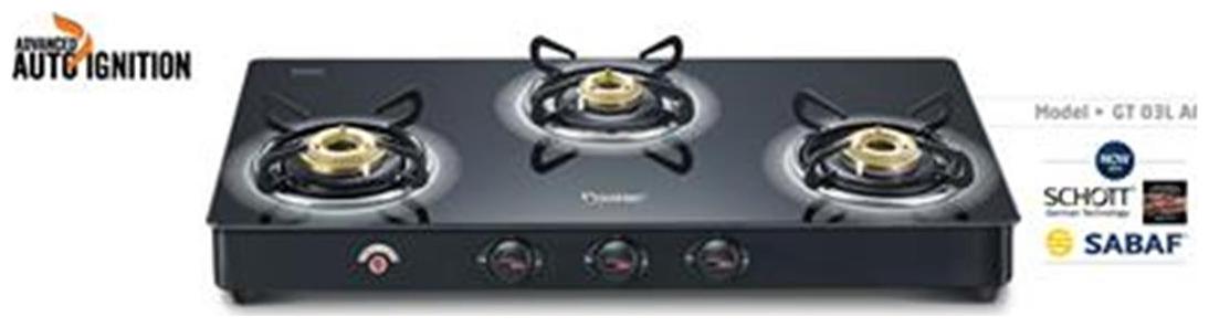 

Prestige Royale 3 Burner Automatic Regular Black Gas Stove