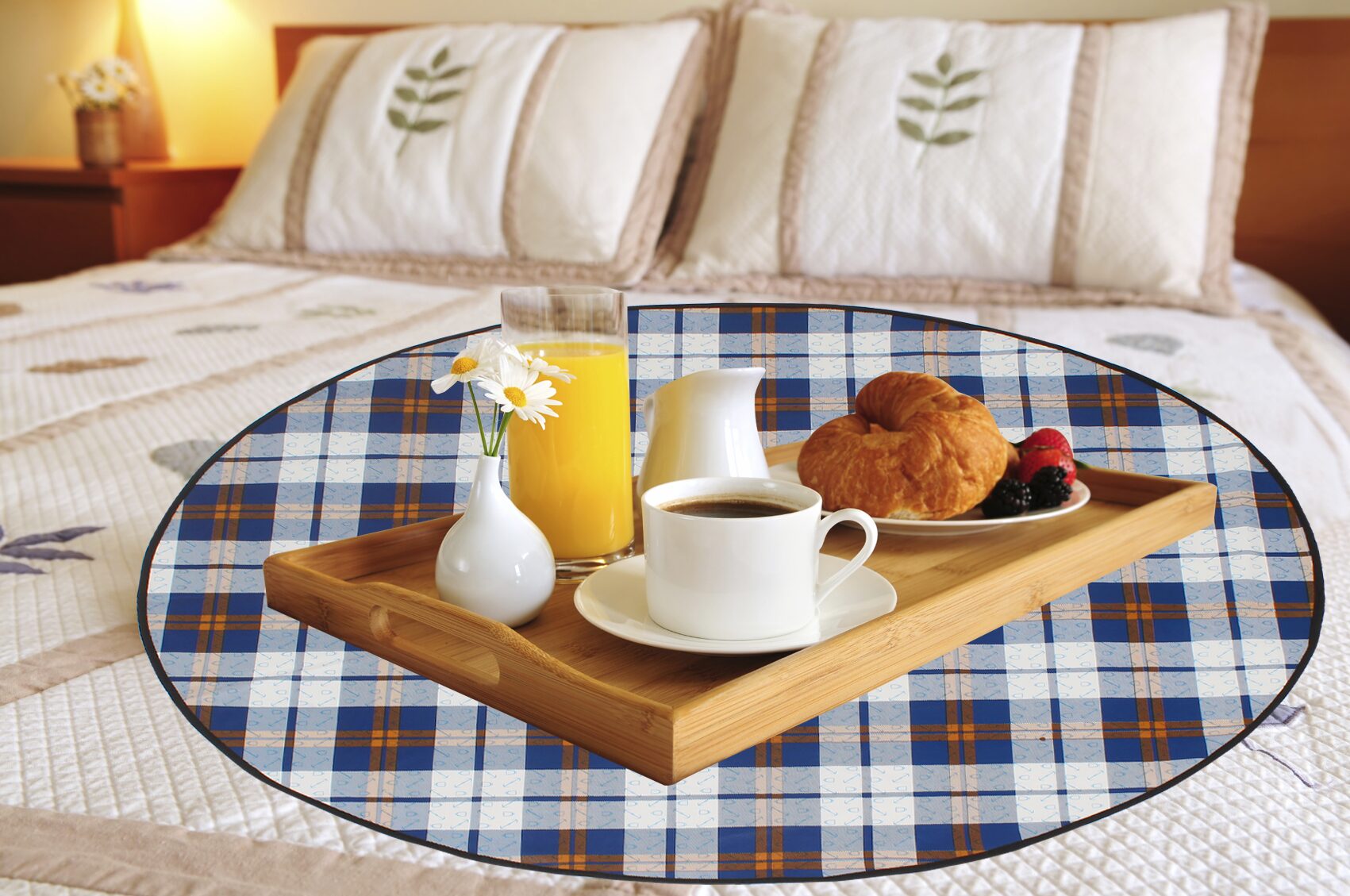 

Glassiano Bed Server Food Mat Round Waterproof Bed Server Food Mat Washable