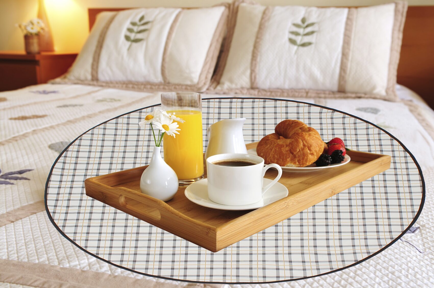 

Glassiano Bed Server Food Mat Round Waterproof Bed Server Food Mat Washable