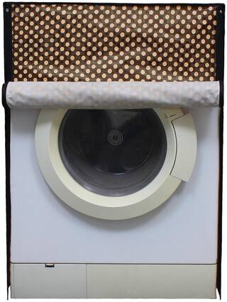 Glassiano Brown Polka Dot Printed Washing Machine Cover For Samsung WW80J4233KW/TL 8 Kg Fully Automatic Front Loading Washing Machine