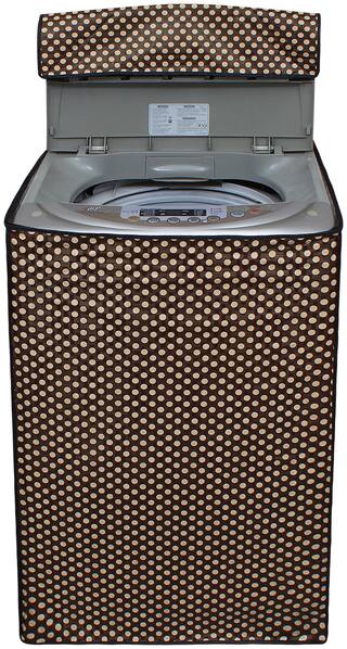 Glassiano Brown Polka Dot Printed Washing Machine Cover For LG 6.5 kg T7577TEELJ Fully Automatic Top Loading Washing Machine