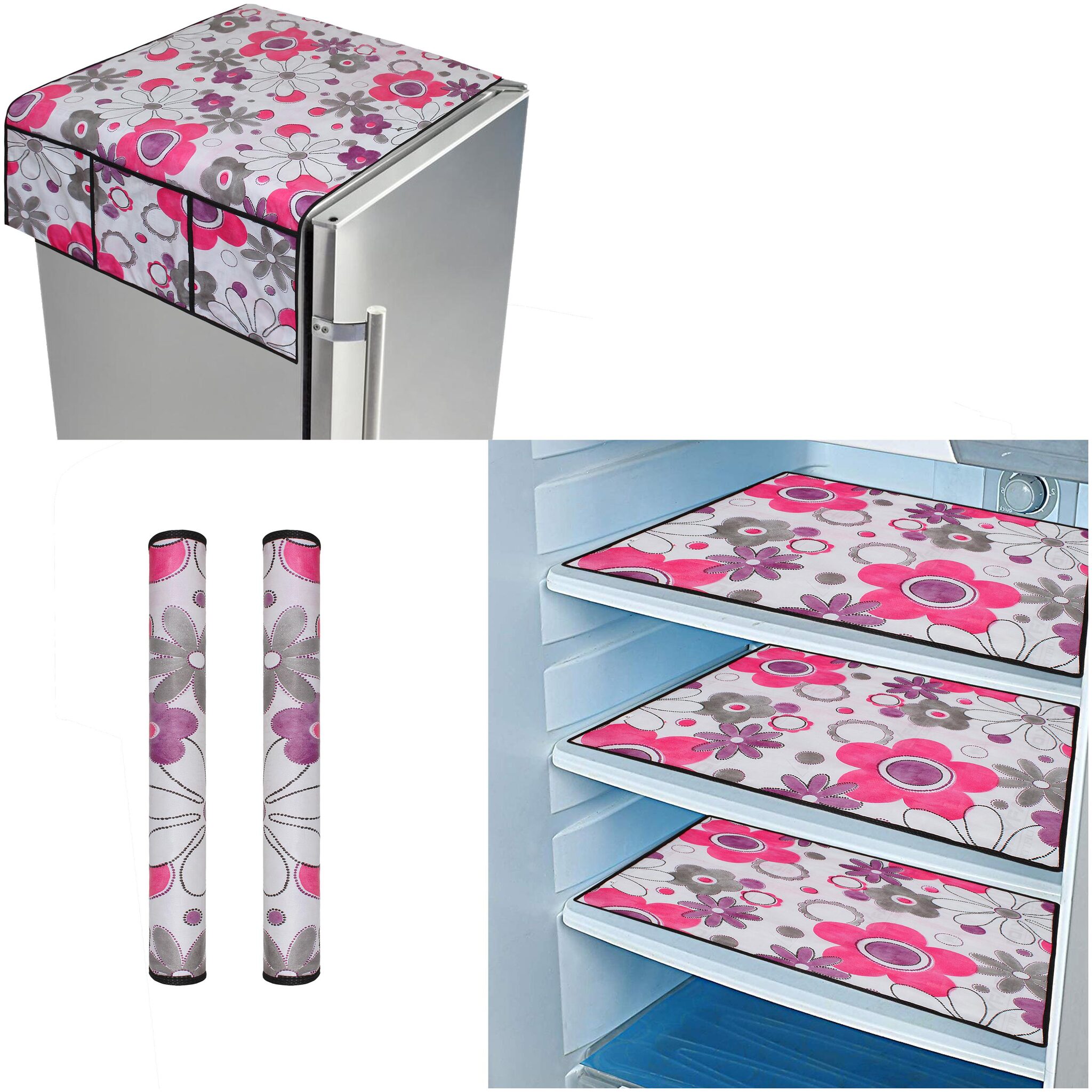

Glassiano Combo of Fridge Top Cover 2 Fridge Handle Covers And 3 Fridge Mats (6 pcs Set)